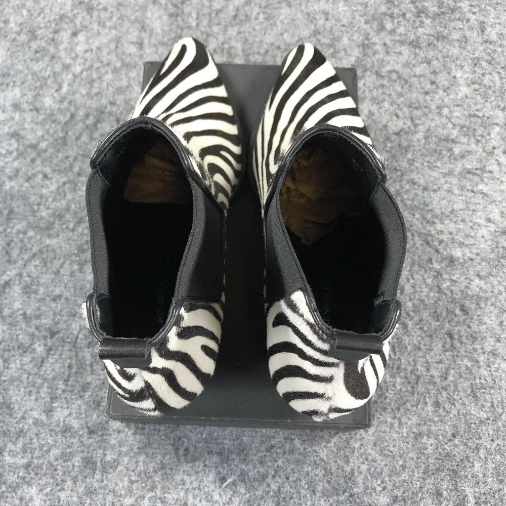 Kennel & Schmenger Boots Womens 7.5 Zebra Haircalf Chelsea Pointed Toe Ankle